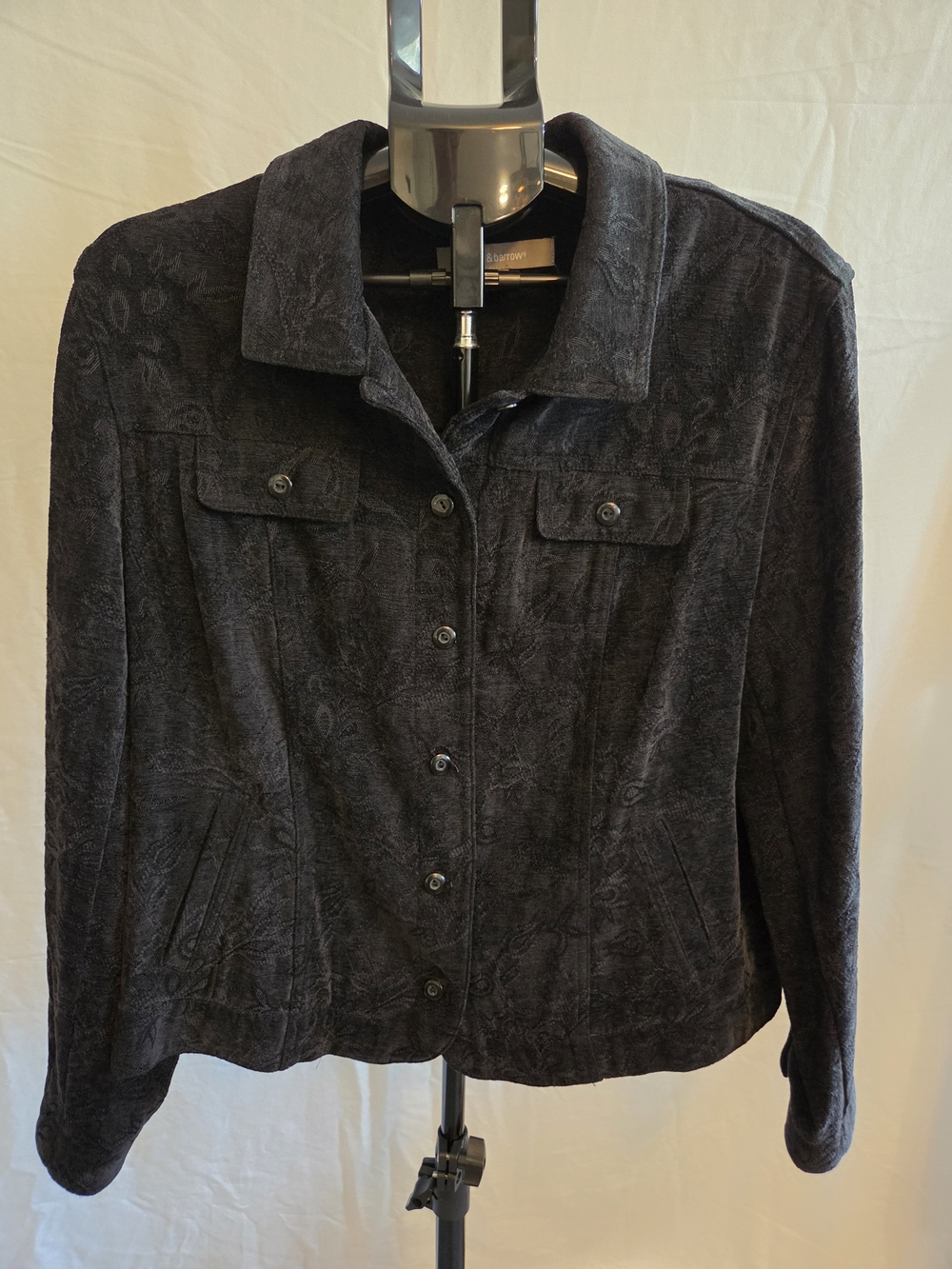 croft & barrow Black Textured Button-Front Jean Jacket